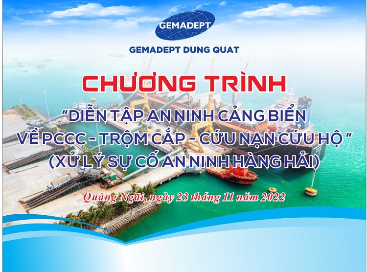 Diễn tập An ninh cảng biển tại Cảng Quốc tế Gemadept Dung Quất