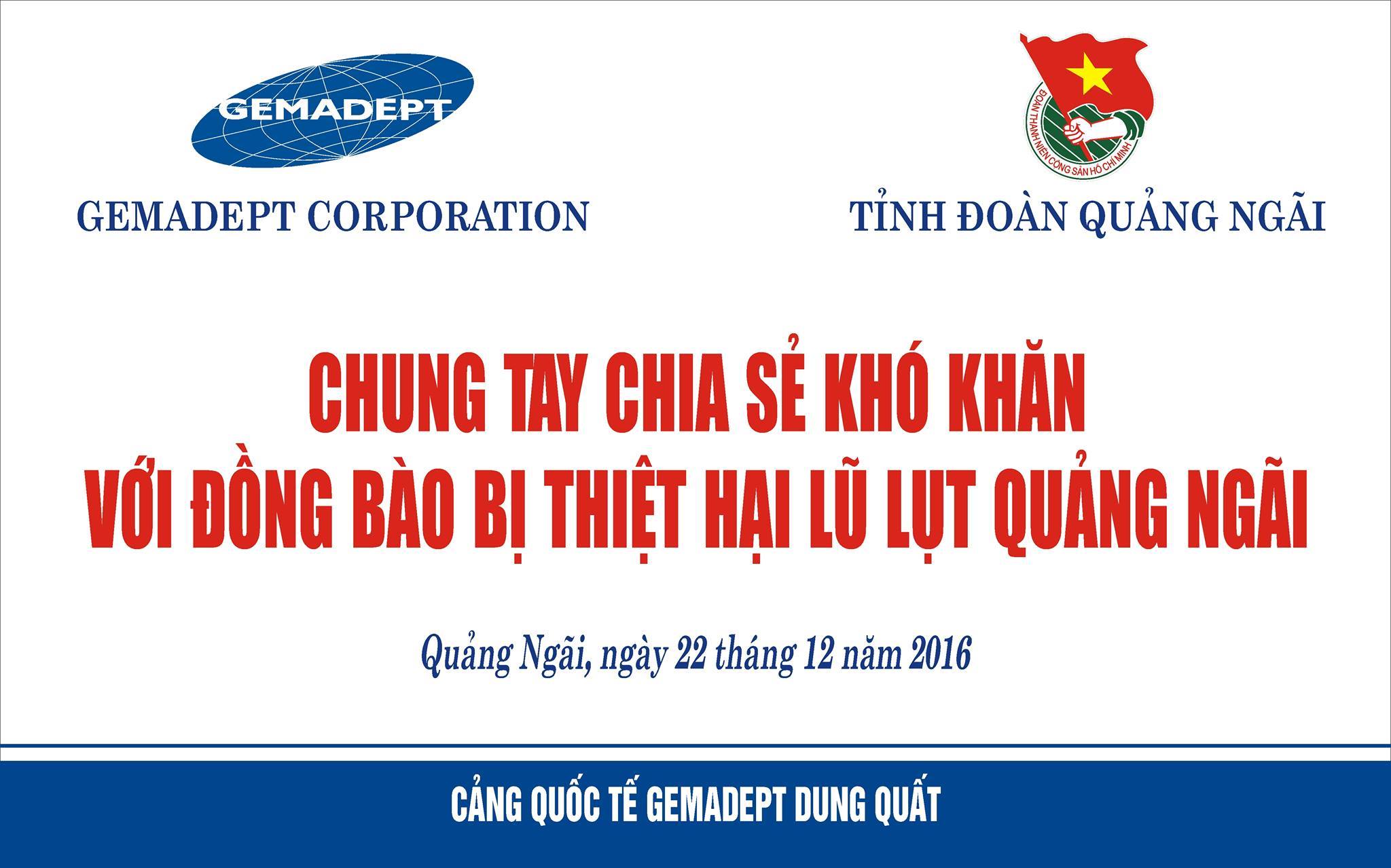 Gemadept chung tay chia sẻ khó khăn với đồng bào bị thiệt hại do lũ lụt Quảng Ngãi